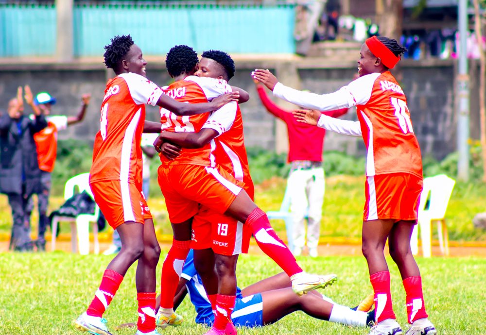NuruHadima celebrates her goal with Esther Ngugi, Mercy Manguro and Valerian Nabwire