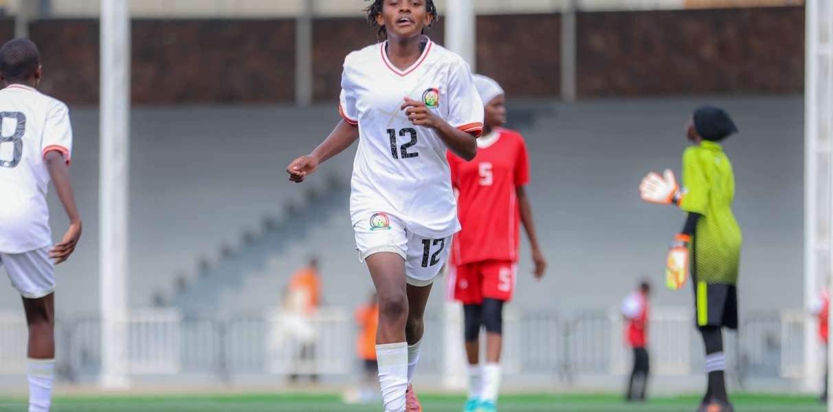 Fridah Parloma celebrates her goal against Sudan