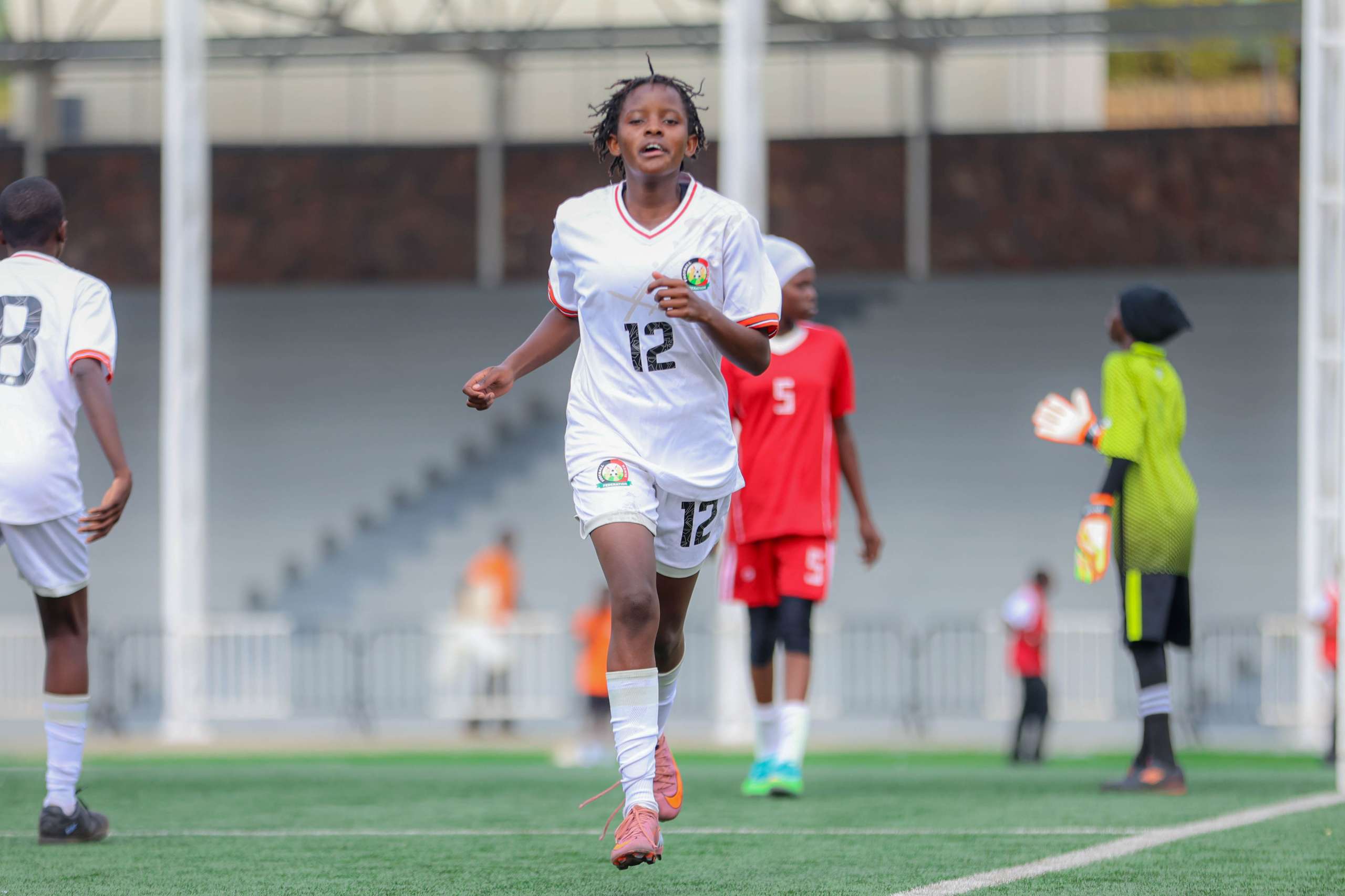 Fridah Parloma celebrates her goal against Sudan